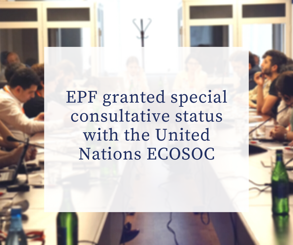 EPF granted special consultative status with the United Nations ECOSOC